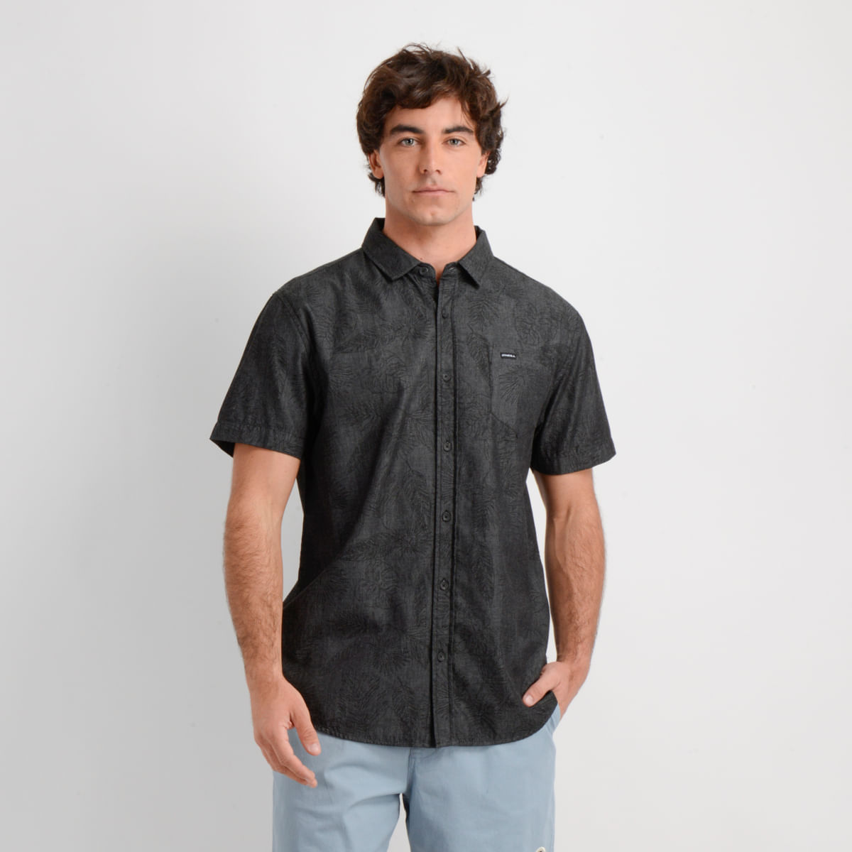 CAMISA MANGA CORTA PERSON GRIS OSCURO